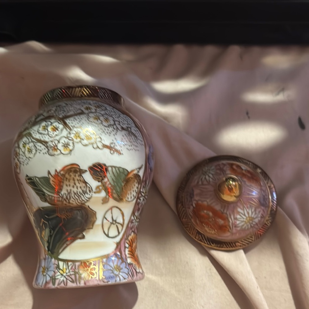 Decorative Ceramic Jar with Lid - Multicolor
